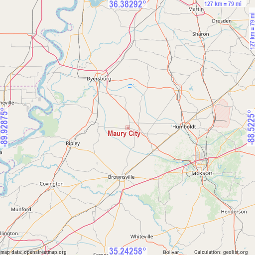 Maury City on map