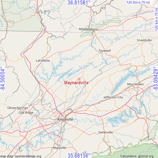 Maynardville on map