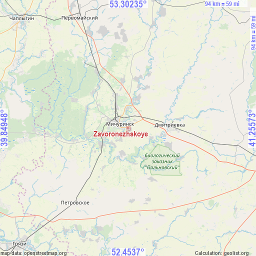 Zavoronezhskoye on map