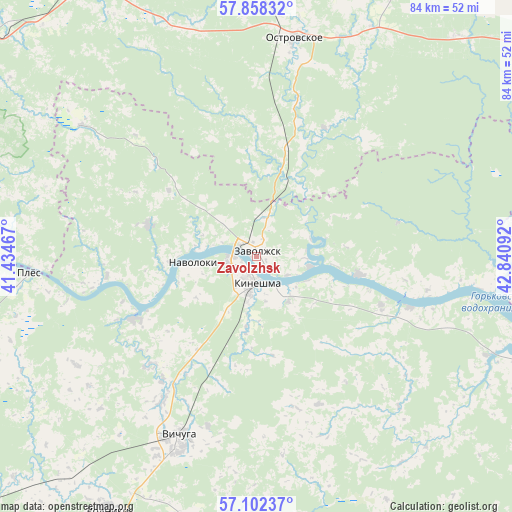 Zavolzhsk on map