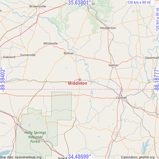 Middleton on map