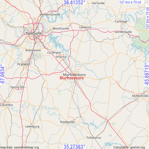 Murfreesboro on map