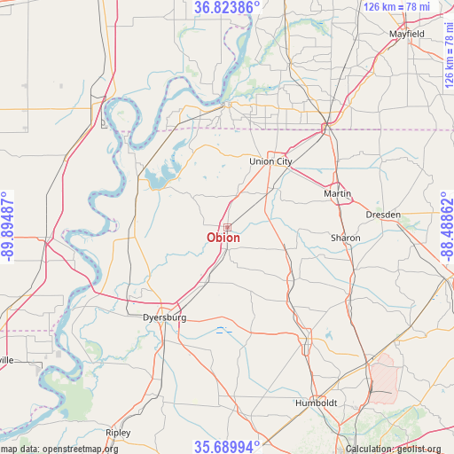 Obion on map