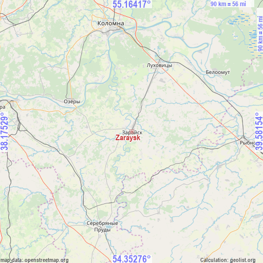 Zaraysk on map