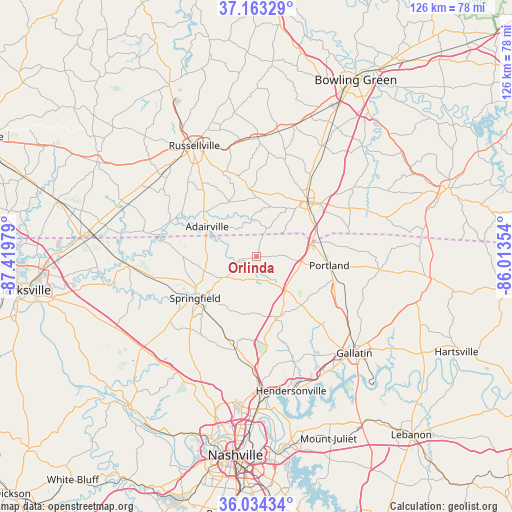 Orlinda on map