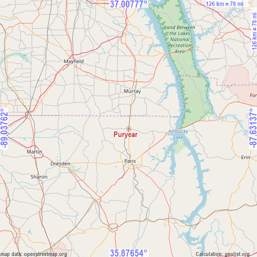 Puryear on map