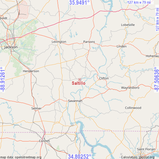 Saltillo on map