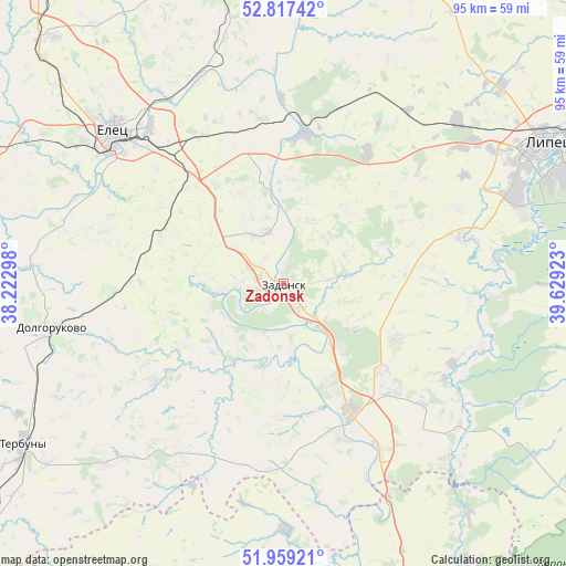 Zadonsk on map