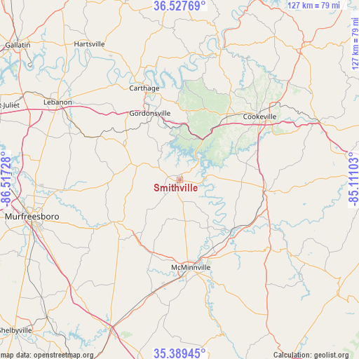 Smithville on map