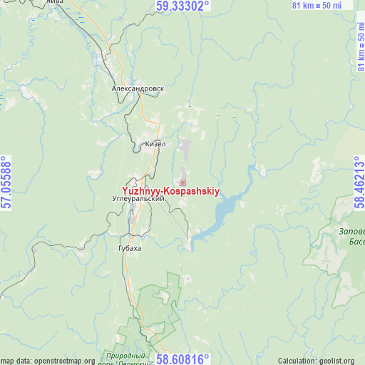 Yuzhnyy-Kospashskiy on map