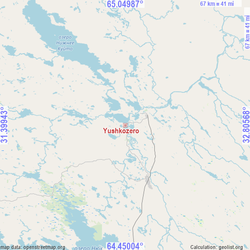 Yushkozero on map