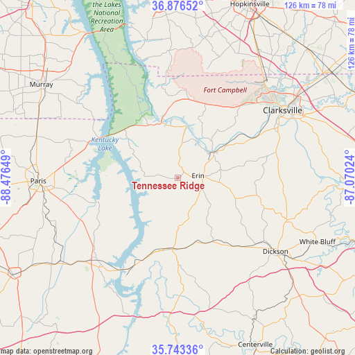 Tennessee Ridge on map