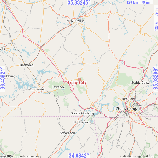 Tracy City on map