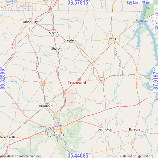 Trezevant on map