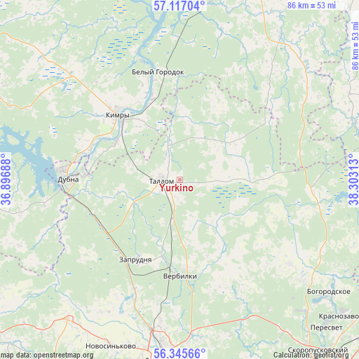 Yurkino on map