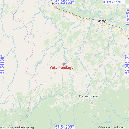 Yukamenskoye on map
