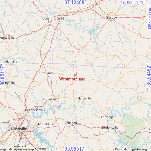 Westmoreland on map