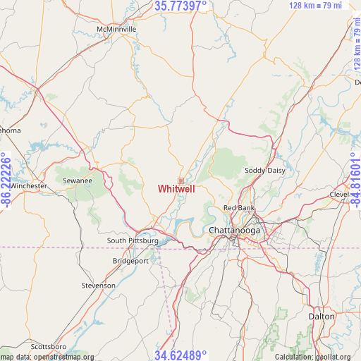 Whitwell on map