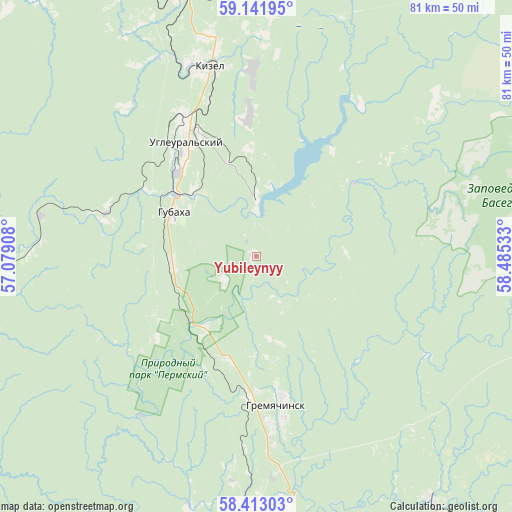 Yubileynyy on map