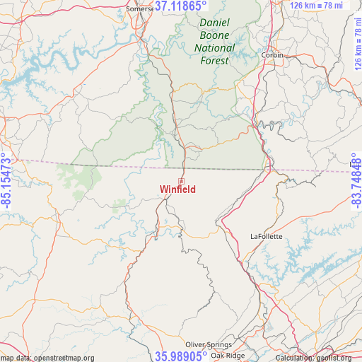 Winfield on map