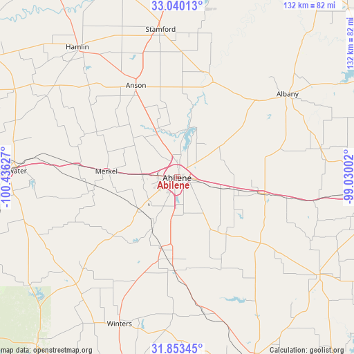 Abilene on map