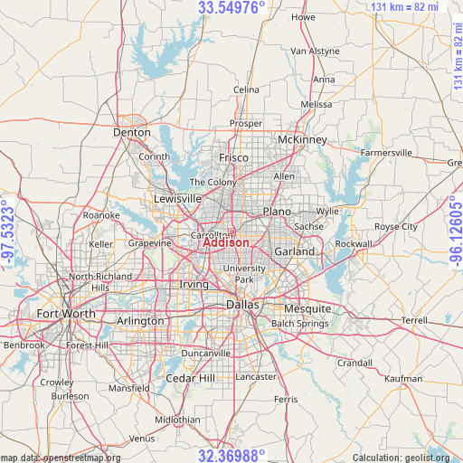 Addison on map