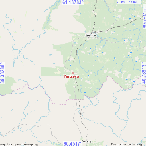 Yertsevo on map