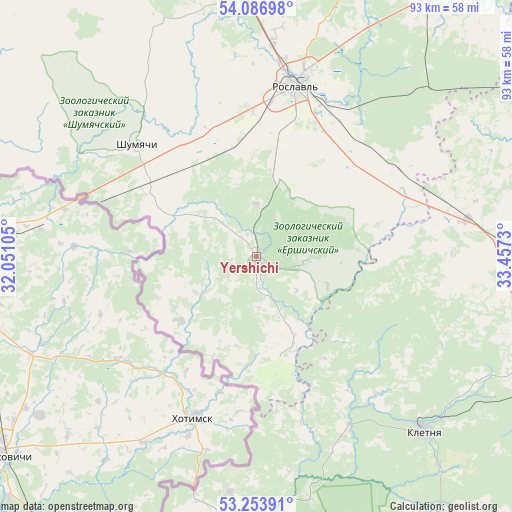 Yershichi on map