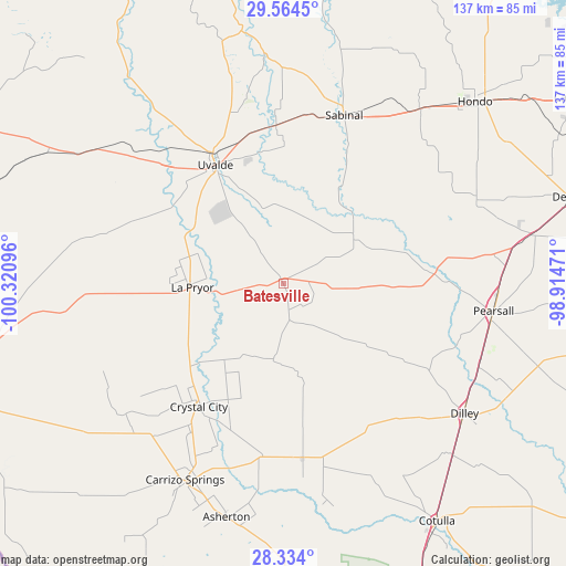 Batesville on map