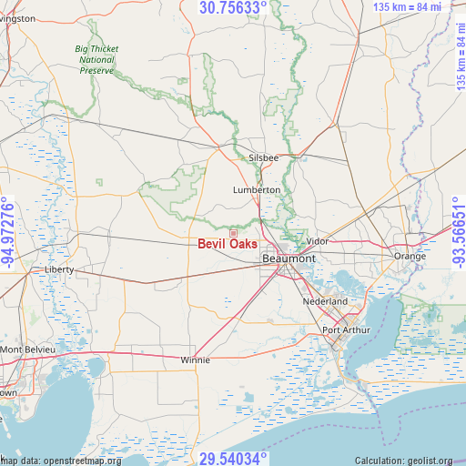 Bevil Oaks on map