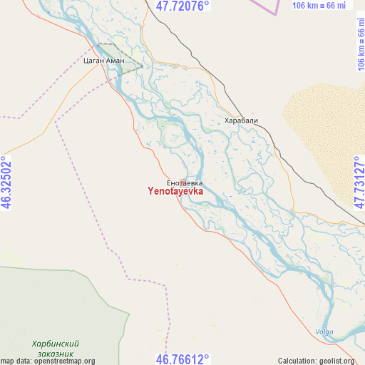 Yenotayevka on map
