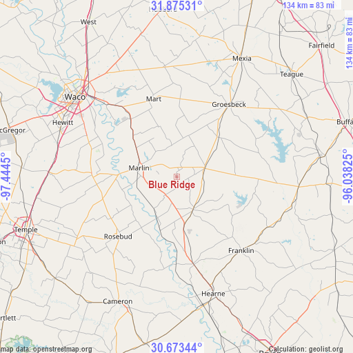 Blue Ridge on map