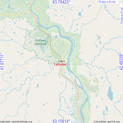 Yemetsk on map
