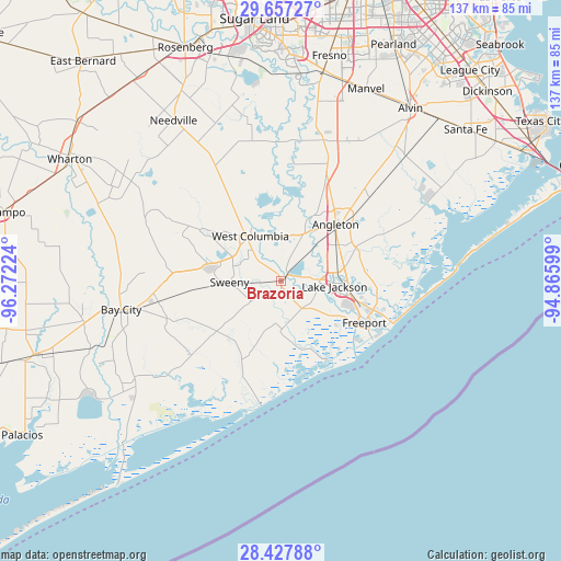 Brazoria on map