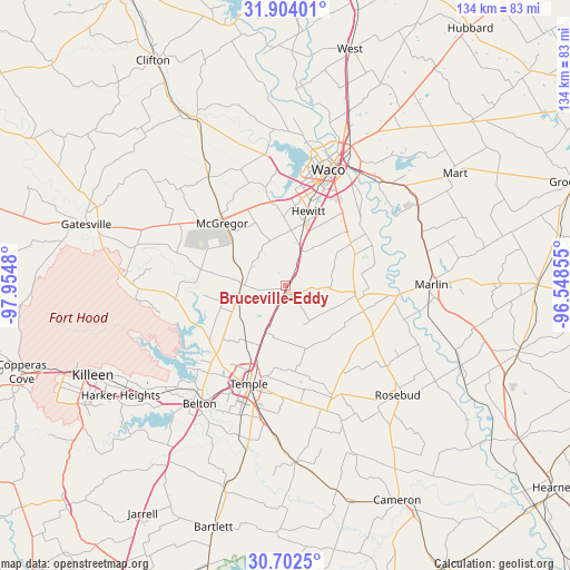 Bruceville-Eddy on map