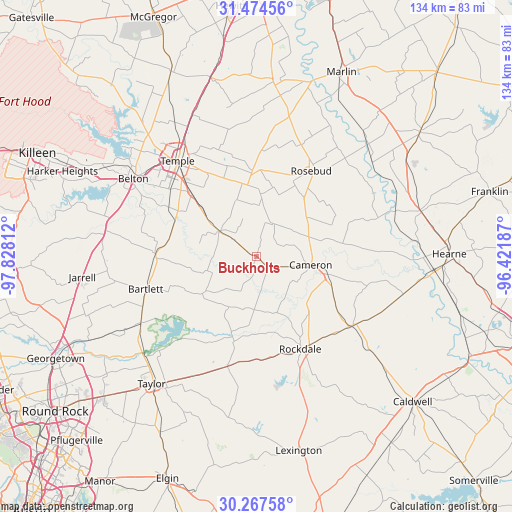Buckholts on map