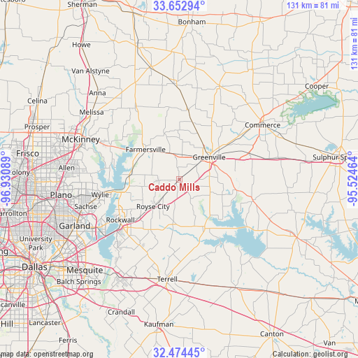 Caddo Mills on map