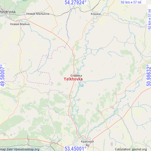 Yelkhovka on map