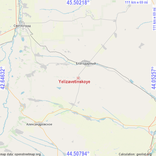 Yelizavetinskoye on map