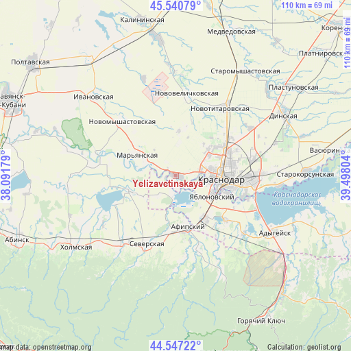 Yelizavetinskaya on map