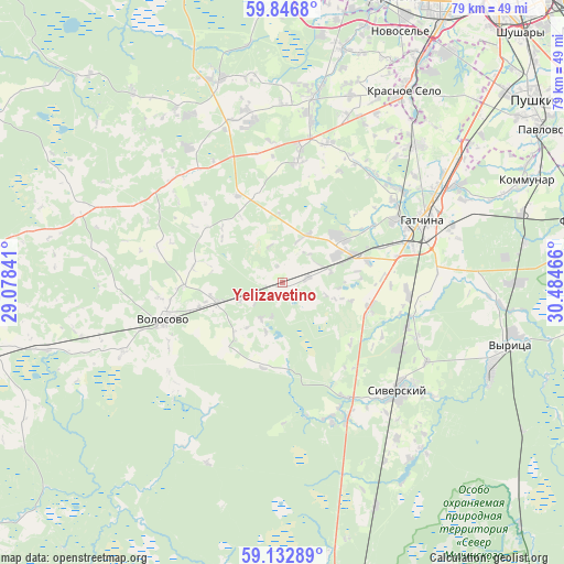 Yelizavetino on map