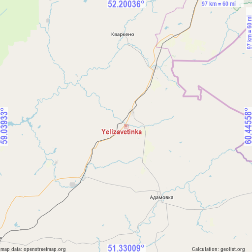 Yelizavetinka on map