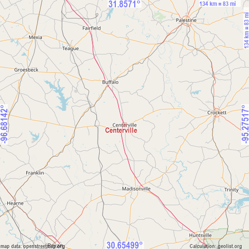 Centerville on map