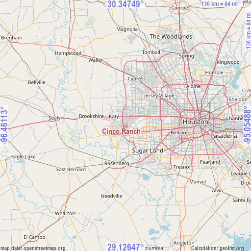 Cinco Ranch on map