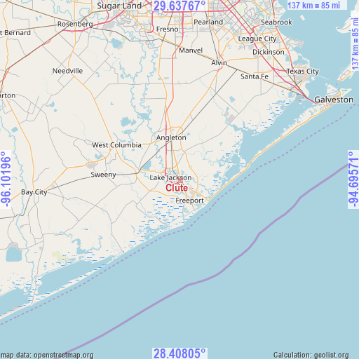 Clute on map