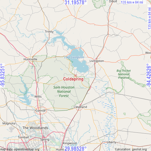 Coldspring on map