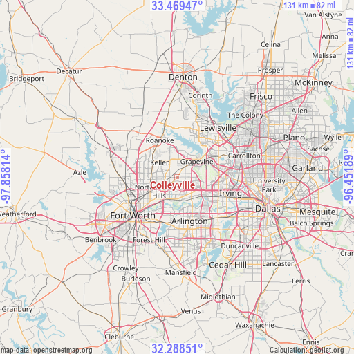 Colleyville on map
