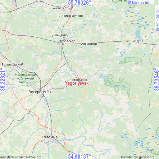 Yegor’yevsk on map