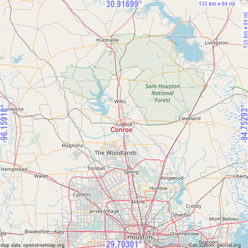 Conroe on map