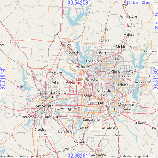 Coppell on map